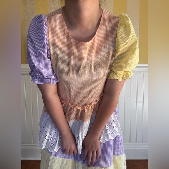 NWOT Colorful Patchwork Lace Dress - Picture 3 of 7